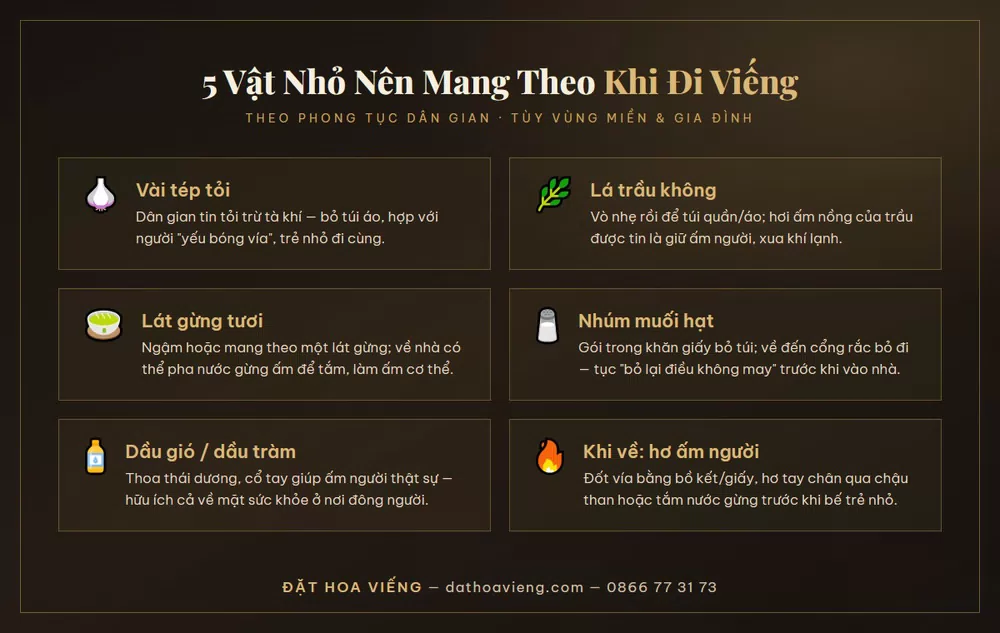 Infographic 5 vật nên mang theo khi đi đám tang để tránh hơi lạnh