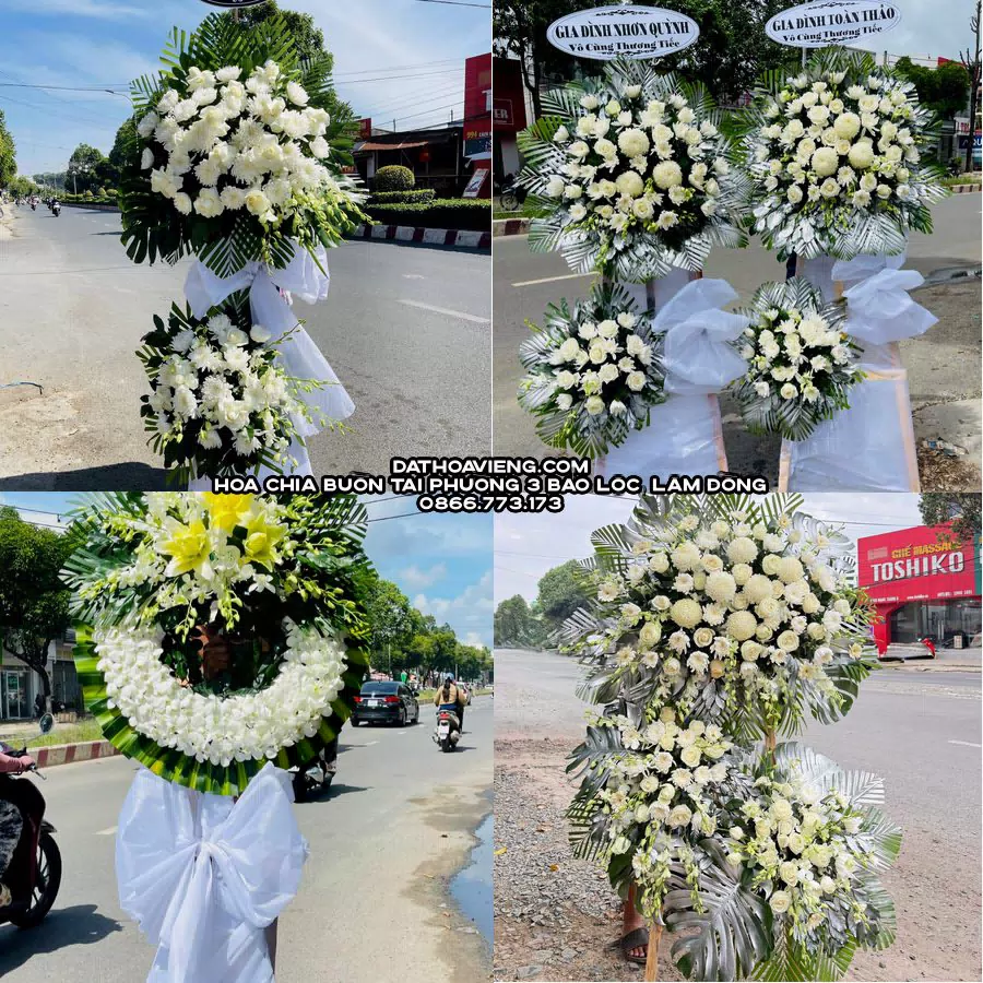 Mẫu hoa chia buồn tham khảo tại Phường 3 Bảo Lộc, Lâm Đồng