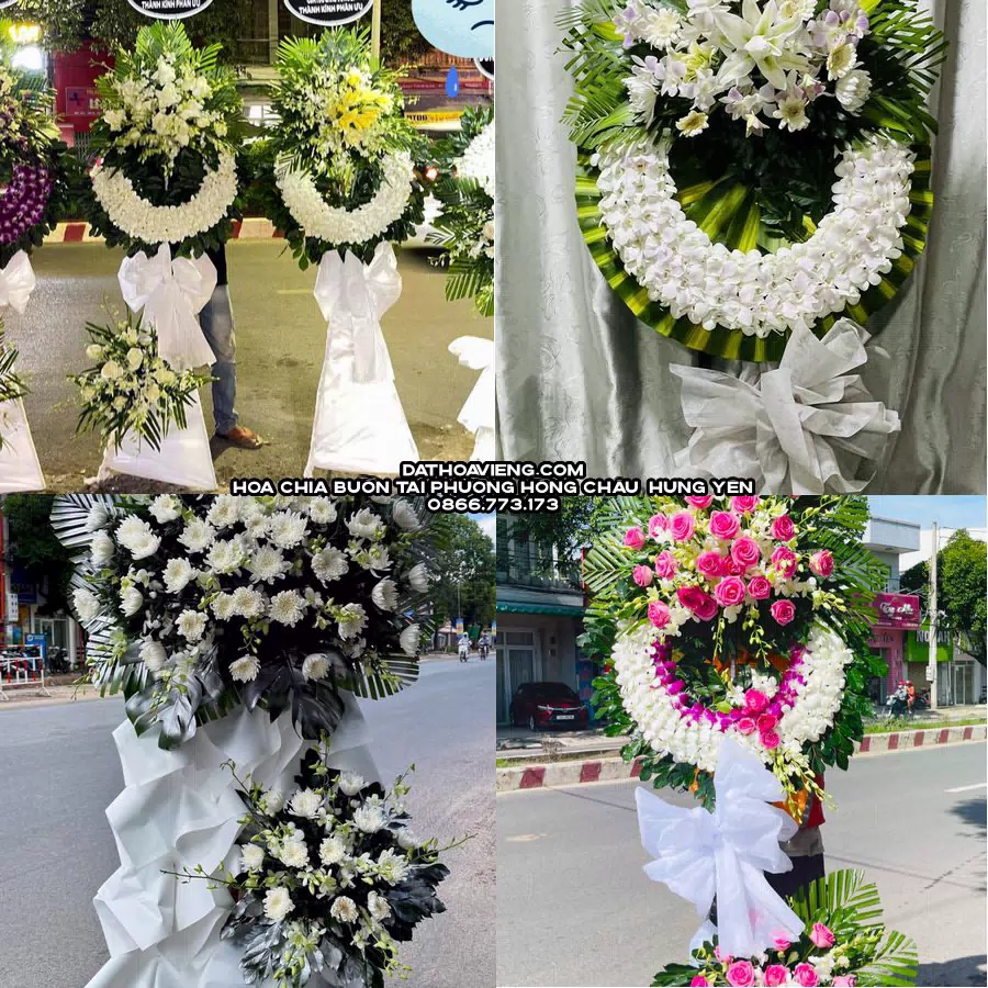 Mẫu hoa chia buồn tham khảo tại Phường Hồng Châu, Hưng Yên