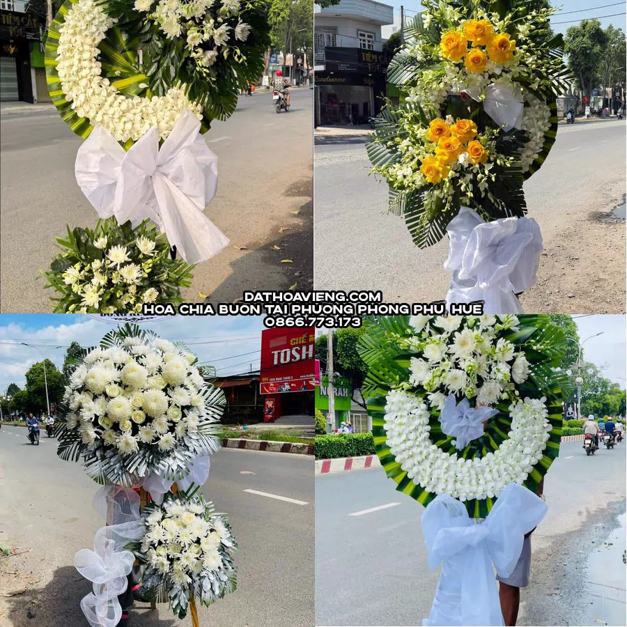 Mẫu hoa chia buồn tham khảo tại Phường Phong Phú, Huế