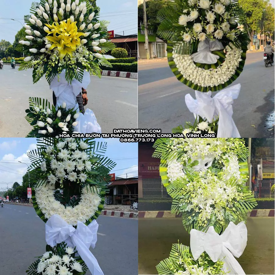 Mẫu hoa chia buồn tham khảo tại Phường Trường Long Hòa, Vĩnh Long