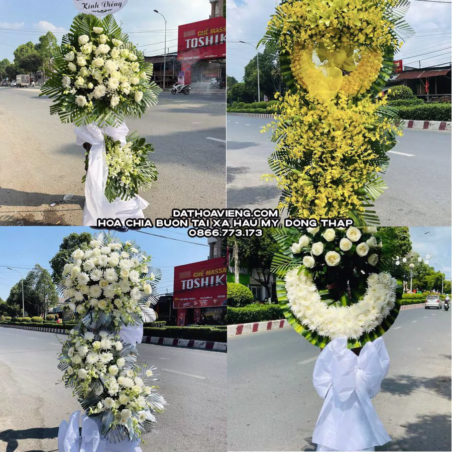 Mẫu hoa chia buồn tham khảo tại Xã Hậu Mỹ, Đồng Tháp