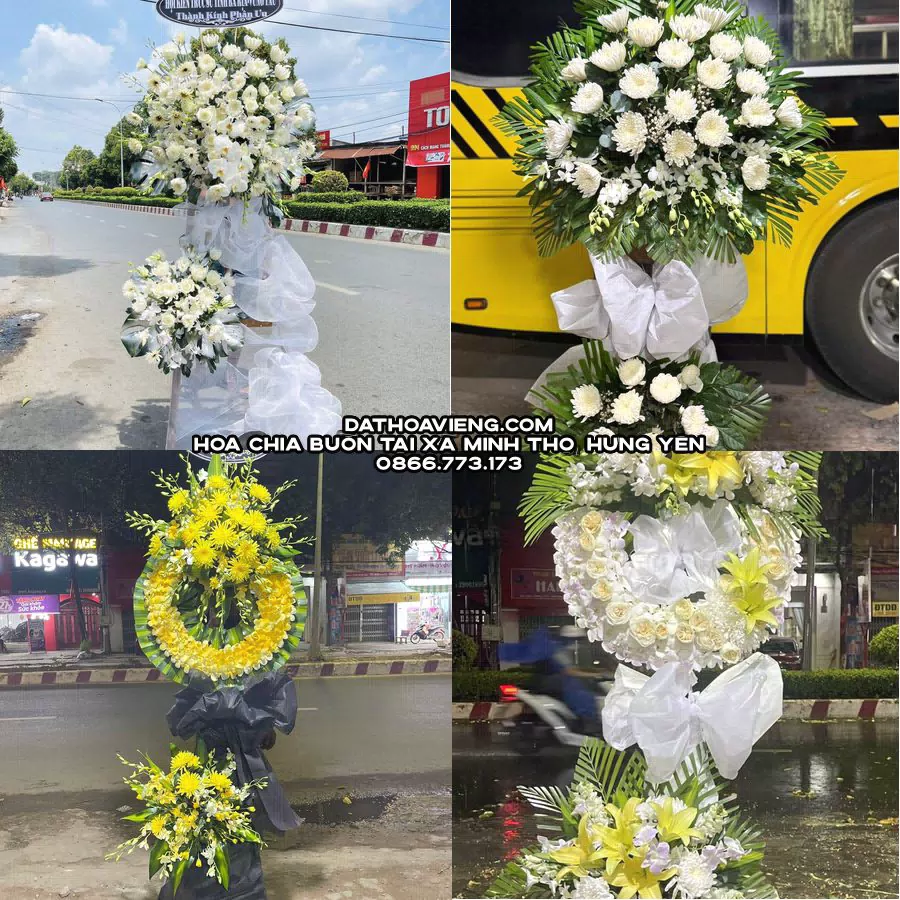 Mẫu hoa chia buồn tham khảo tại Xã Minh Thọ, Hưng Yên