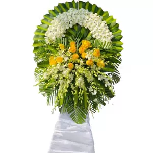Hoa tang lễ 1 tầng vàng