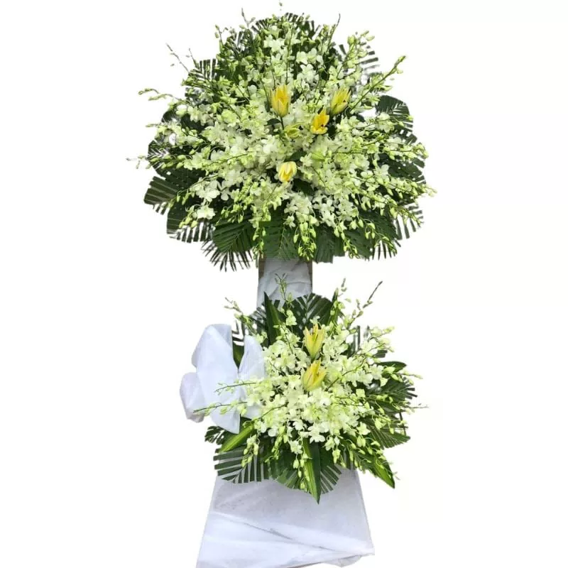 Hoa tang lễ 2 tầng giá rẻ