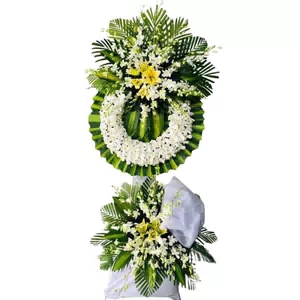 Hoa tang lễ 2 tầng giá rẻ - mẫu 2