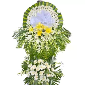 Hoa tang lễ 2 tầng kính viếng hương hồng