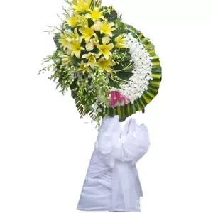 Hoa tang lễ ly vàng 1 tầng