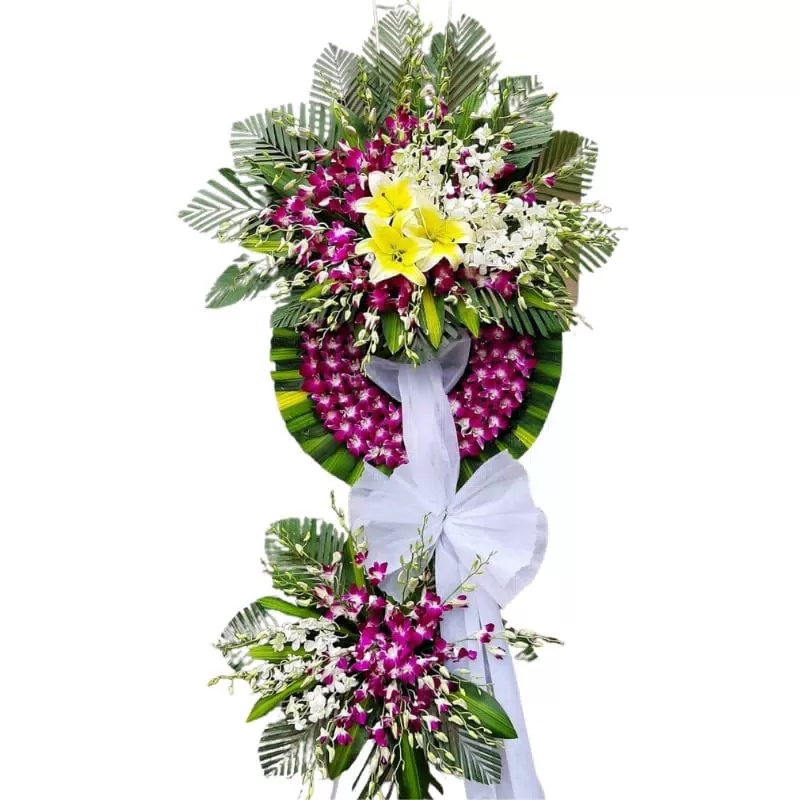Hoa tang lễ tone màu tím chia buồn