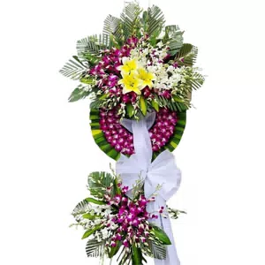 Hoa tang lễ tone màu tím chia buồn