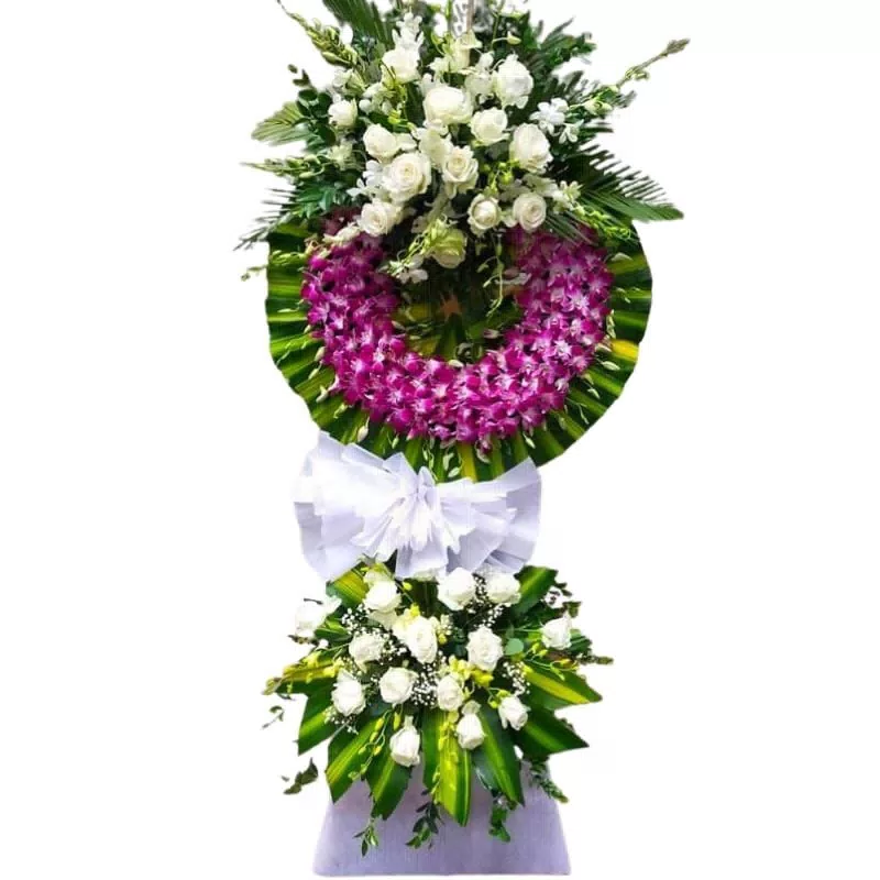 Hoa viếng 2 tầng tím hồng thương tiếc
