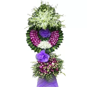 Hoa viếng tang lễ 2 tầng mix lan