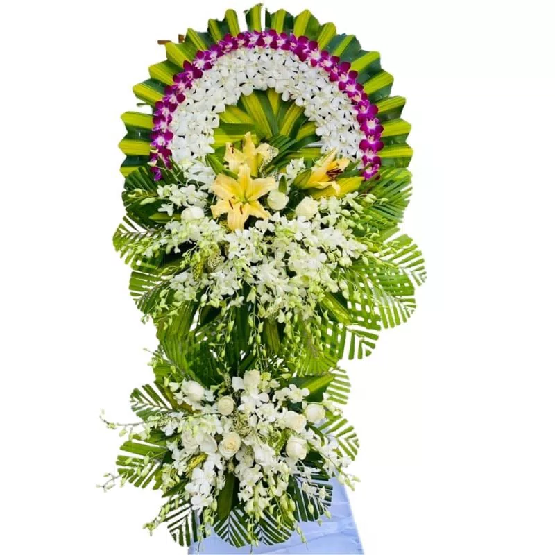 Kệ hoa 2 tầng vành tím