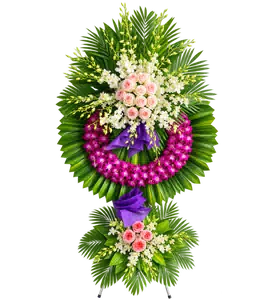 Kệ Hoa Chia Buồn Tím Hồng Bố Cục Trang Nghiêm