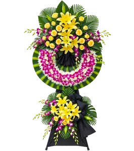 Kệ Hoa Chia Buồn Tím Hồng Dáng Hoa Tiết Chế