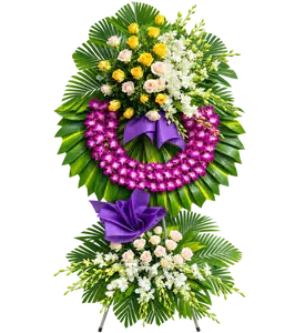 Kệ Hoa Chia Buồn Tím Hồng Dáng Hoa Tôn Nghiêm
