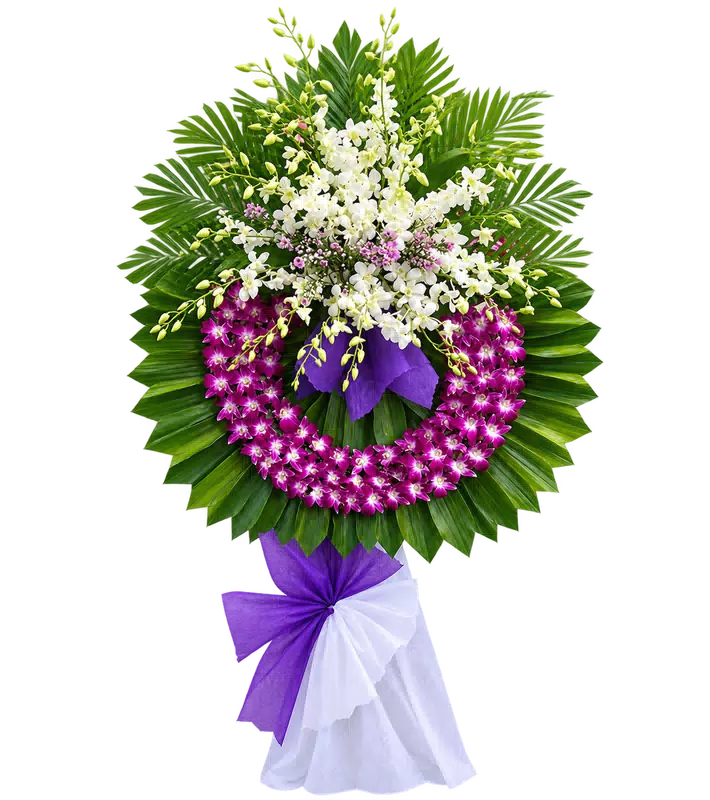 Kệ Hoa Chia Buồn Tím Hồng Thiết Kế Thanh Nhã