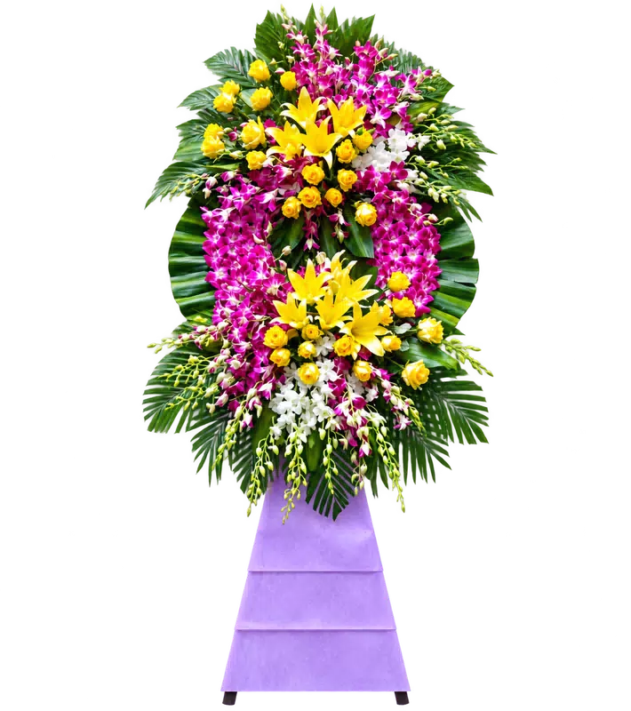 Kệ Hoa Chia Buồn Tím Hồng Thiết Kế Trầm Tĩnh