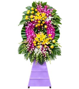 Kệ Hoa Chia Buồn Tím Hồng Thiết Kế Trầm Tĩnh