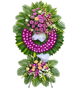 Kệ Hoa Chia Buồn Tím Hồng Thiết Kế Trang Trọng