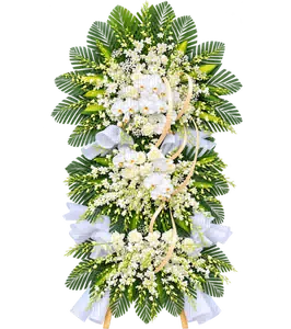 Kệ Hoa Chia Buồn Trắng Xanh Bố Cục Thanh Nhã