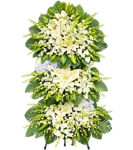 Kệ Hoa Chia Buồn Trắng Xanh Bố Cục Tinh Gọn