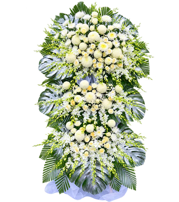 Kệ Hoa Chia Buồn Trắng Xanh Cách Sắp Chỉn Chu
