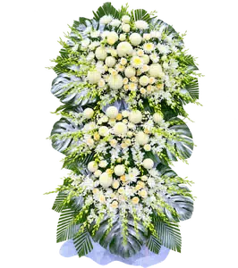 Kệ Hoa Chia Buồn Trắng Xanh Cách Sắp Chỉn Chu