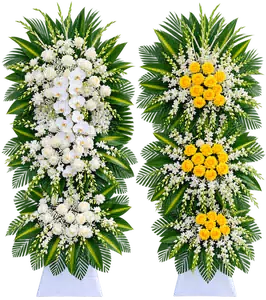 Kệ Hoa Chia Buồn Trắng Xanh Cách Sắp Hài Hòa