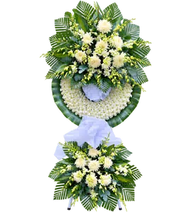 Kệ Hoa Chia Buồn Trắng Xanh Kết Hoa Chỉn Chu