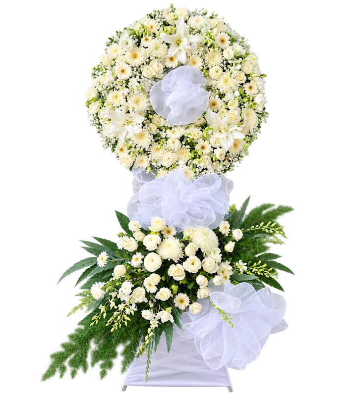 Kệ Hoa Chia Buồn Trắng Xanh Kết Hoa Hài Hòa