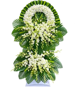 Kệ Hoa Chia Buồn Trắng Xanh Kết Hoa Trang Trọng
