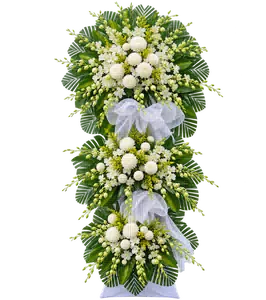 Kệ Hoa Chia Buồn Trắng Xanh Tạo Hình Trang Nghiêm