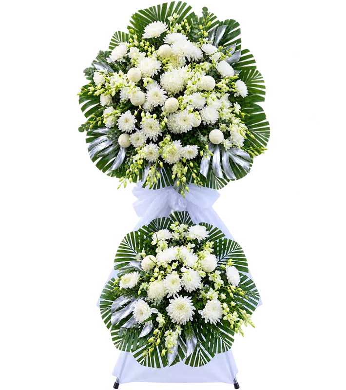 Kệ Hoa Chia Buồn Trắng Xanh Thiết Kế Hài Hòa