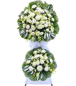 Kệ Hoa Chia Buồn Trắng Xanh Thiết Kế Hài Hòa