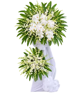Kệ Hoa Chia Buồn Trắng Xanh Thiết Kế Trang Trọng