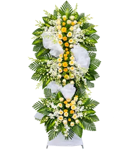 Kệ Hoa Kính Viếng Cam Trắng Dáng Đứng Cân Đối