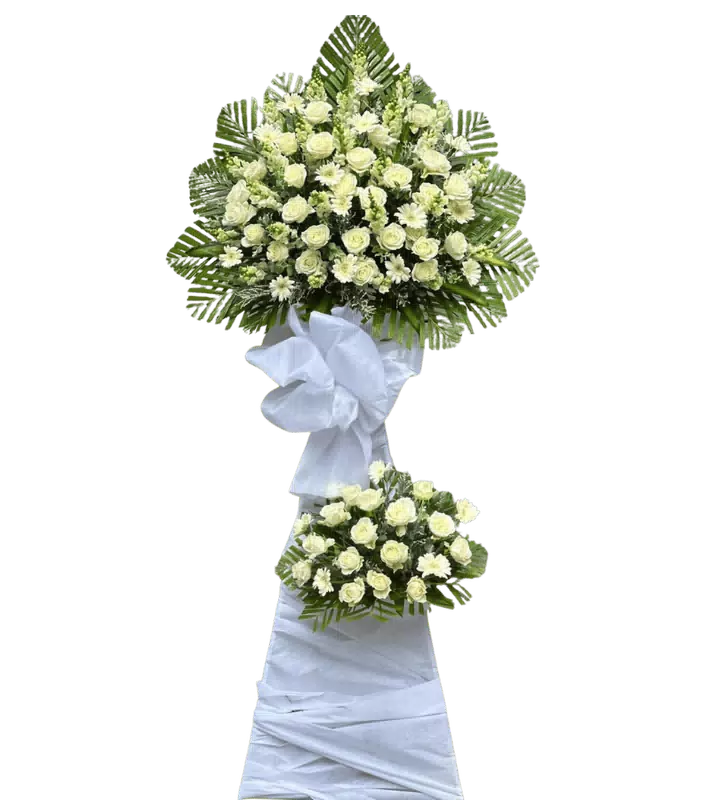 Kệ Hoa Kính Viếng Hồng Trắng 2 Tầng