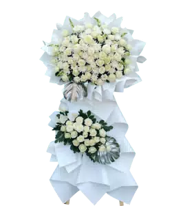 Kệ Hoa Kính Viếng Hồng Trắng 2 Tầng Thiết Kế Thanh Nhã