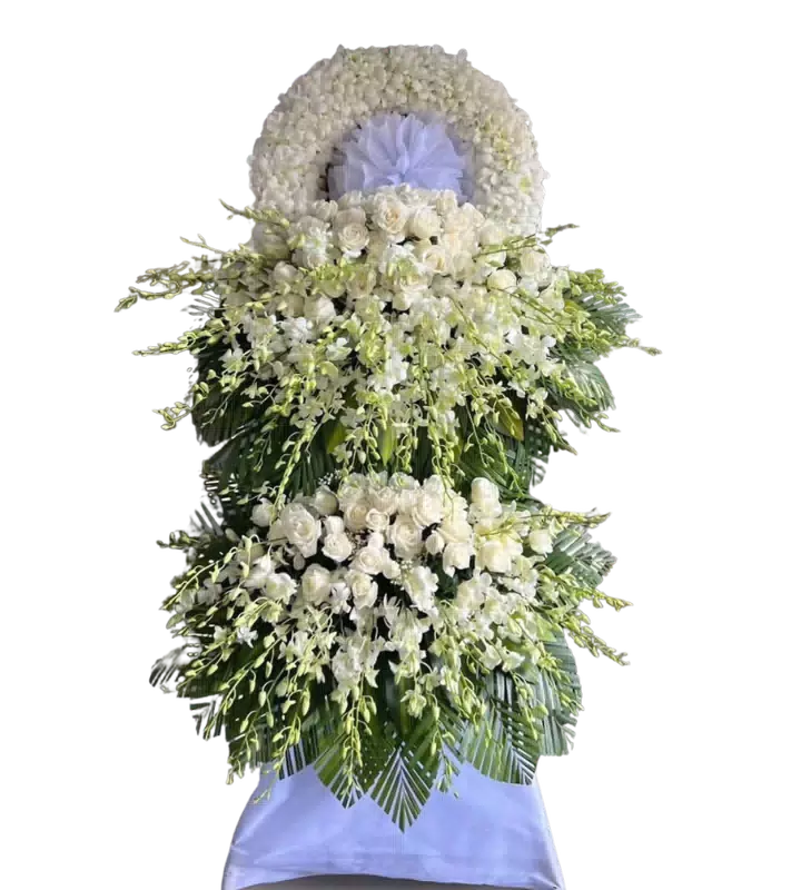 Kệ Hoa Kính Viếng Hồng Trắng 3 Tầng