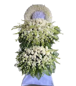 Kệ Hoa Kính Viếng Hồng Trắng 3 Tầng