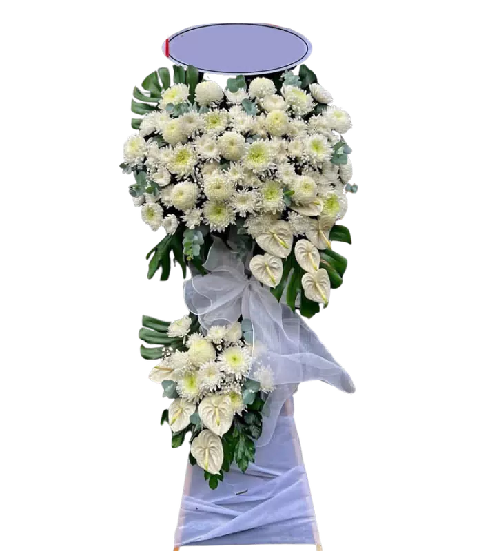 Kệ Hoa Kính Viếng Hồng Trắng Lan Trắng 2 Tầng