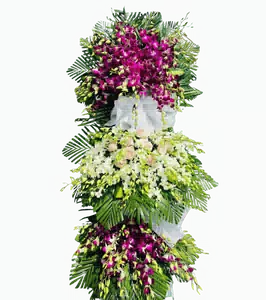 Kệ Hoa Kính Viếng Lan Tím Cúc Trắng 3 Tầng