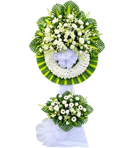 Kệ Hoa Kính Viếng Lan Trắng Hồng Trắng Hai Tầng
