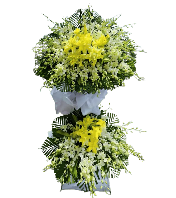 Kệ Hoa Kính Viếng Ly Vàng 2 Tầng