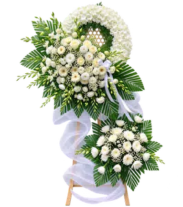 Kệ Hoa Kính Viếng Trắng Dáng Rủ Hai Cụm