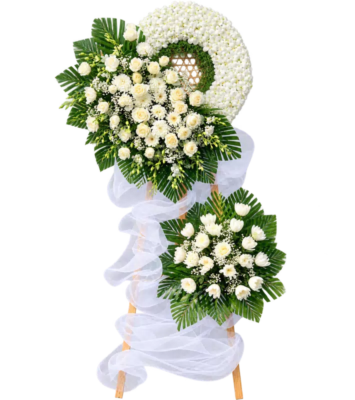 Kệ Hoa Kính Viếng Trắng Hai Cụm