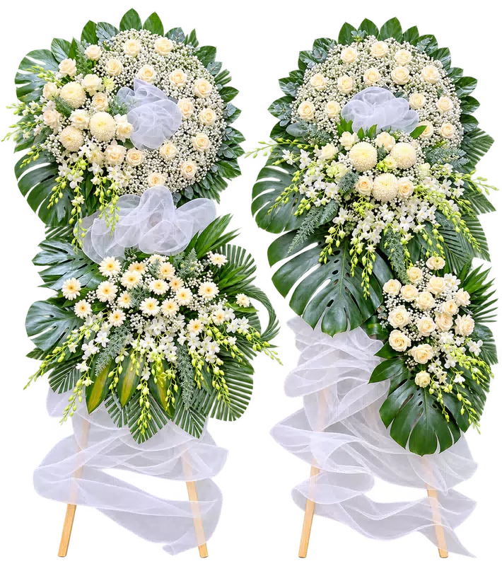 Kệ Hoa Kính Viếng Trắng Xanh Dáng Đứng Cân Đối