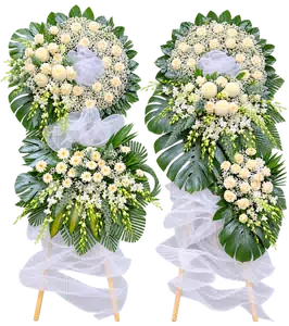 Kệ Hoa Kính Viếng Trắng Xanh Dáng Đứng Cân Đối