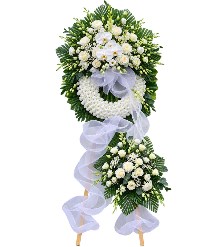Kệ Hoa Kính Viếng Trắng Xanh Dáng Hoa Thanh Nhã